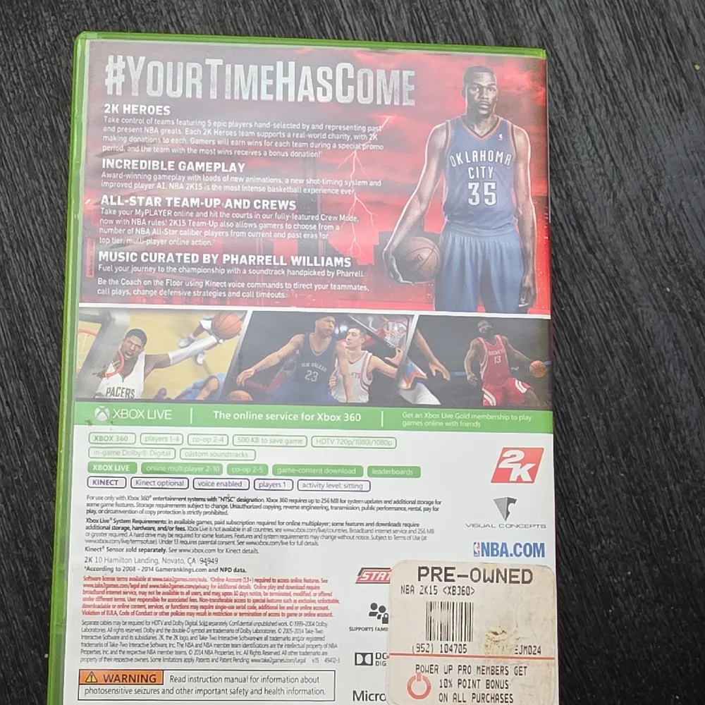 NBA 2K15 Xbox 360 Video Game - Green Case